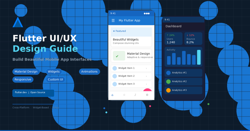 Flutter UI design hero banner showcasing beautiful mobile app interface components